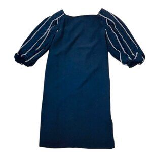 William Travilla Vintage Crystal Rhinestone Studded Crepe Cocktail Dress XS/S